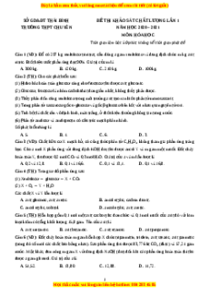 Đề thi thử Hóa Học trường Chuyên Thái Bình năm 2021