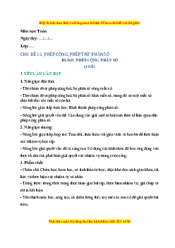 Giáo án Phép cộng phân số Toán lớp 4 Kết nối tri thức