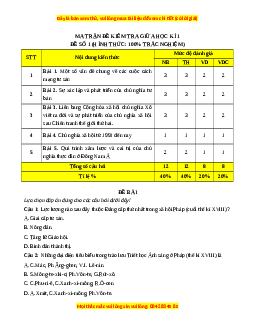 Đề thi giữa kì 1 Lịch sử 11 Chân trời sáng tạo (đề 1)