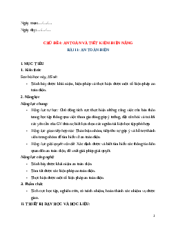 Giáo án Bài 11: An toàn điện (2024) Công nghệ Điện - Điện tử 12 Cánh diều