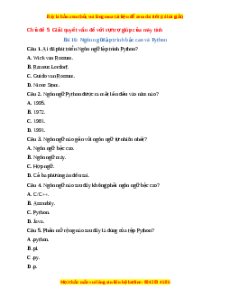 Trắc nghiệm Bài 16 Tin học 10 Kết nối tri thức: Ngôn ngữ lập trình bậc cao và python