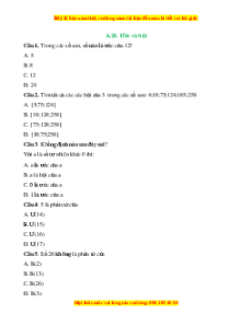 Trắc nghiệm Ước và bội Toán 6 Chân trời sáng tạo