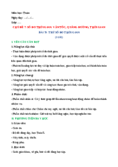 Giáo án Trừ số đo thời gian Toán lớp 5 Chân trời sáng tạo