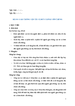 Giáo án Bài 16 Địa lí 12 Cánh diều: Giao thông vận tải và bưu chính viễn thông