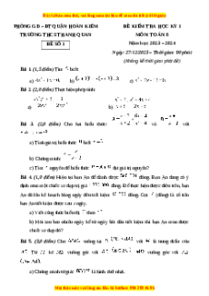 Đề thi cuối kì 1 Toán 8 Hà Nội trường THCS Thanh Quan Đề 1