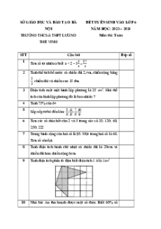 Đề thi vào lớp 6 Toán trường Lương Thế Vinh Hà Nội các năm