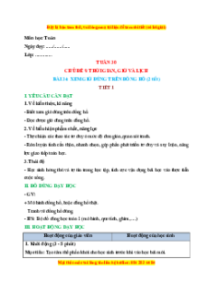 Giáo án Xem giờ đúng trên đồng hồ Toán lớp 1 Kết nối tri thức