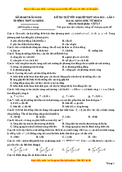 Đề thi thử Vật Lí trường Gia Bình năm 2021