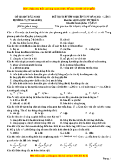 Đề thi thử Vật Lí trường Gia Bình năm 2021