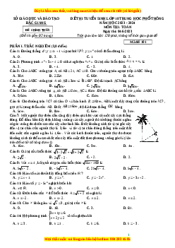 Đề thi vào 10 Toán Tỉnh Bắc Giang năm 2023-2024