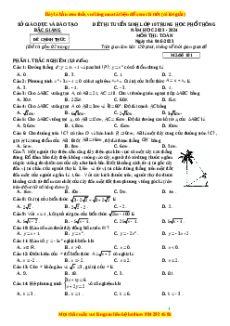 Đề thi vào 10 Toán Tỉnh Bắc Giang năm 2023-2024