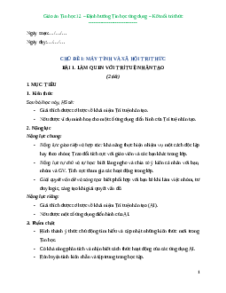 Giáo án Bài 1: Làm quen với Trí tuệ nhân tạo Tin học 12 Kết nối tri thức