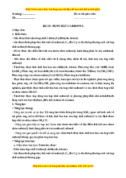 Giáo án Hợp chất carbonyl Hóa học 11 Kết nối tri thức