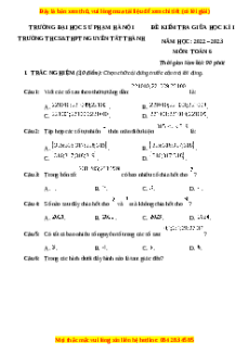 Đề thi giữa kì 1 Toán 6 Cánh diều trường THCS & THPT Nguyễn Tất Thành