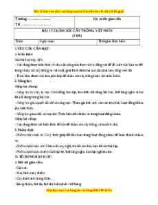 Giáo án Bài 17 Khoa học lớp 4 (Kết nối tri thức): Chăm sóc cây trồng, vật nuôi