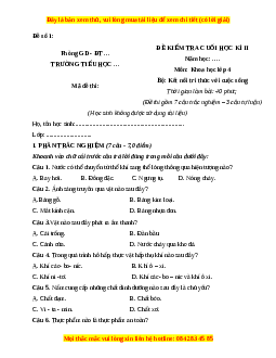 Đề thi cuối kì 2 Khoa học lớp 4 Kết nối tri thức (Đề 1)