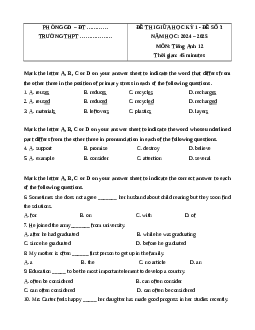 Đề thi giữa kì 1 Tiếng Anh 12 Global success (Đề 3)