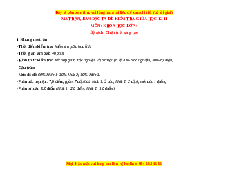 Đề thi giữa kì 2 Khoa học lớp 4 Chân trời sáng tạo - Đề 1