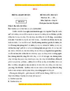 Đề thi giữa kì 1 Ngữ văn 11 Chân trời sáng tạo (đề 10)
