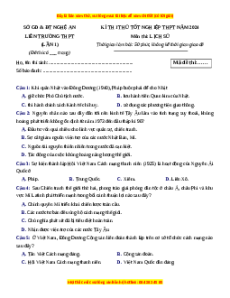 Đề thi thử tốt nghiệp Lịch sử Sở GD&ĐT Nghệ An - Liên trường THPT lần 1 năm 2024