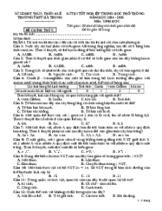 Đề thi thử tốt nghiệp Sinh học 2025 trường THPT Hà Trung tỉnh Thừa Thiên Huế