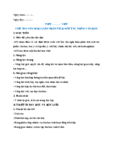 Giáo án Viết bài văn nghị luận phân tích một tác phẩm văn học Ngữ Văn 9 Chân trời sáng tạo