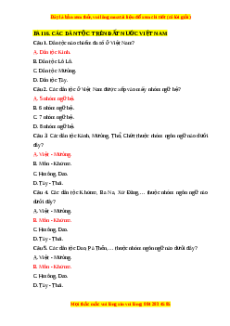 Trắc nghiệm Bài 16 Lịch sử 10 Cánh diều: Các dân tộc trên đất nước Việt Nam