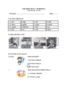 Đề thi giữa kì 2 Tiếng Anh lớp 5 Global success (Đề 5)