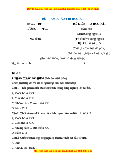 Đề thi Công nghệ 10 cuối kì 1 Kết nối tri thức (Công nghệ thiết kế) - Đề 2