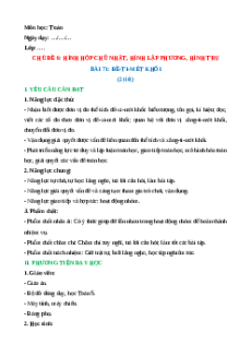 Giáo án Đề-xi-mét khối Toán lớp 5 Chân trời sáng tạo