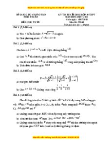 Đề thi vào 10 môn Toán tỉnh Ninh Thuận (Hệ không chuyên) năm 2021