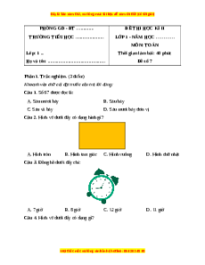 Đề thi cuối kì 2 Toán lớp 1 Chân trời sáng tạo (Đề 7)