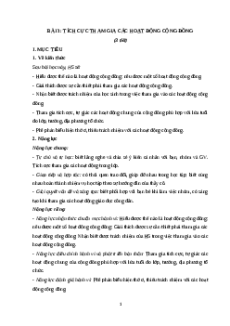 Giáo án Bài 3: Tích cực tham gia các hoạt động cộng đồng Giáo dục công dân 9 Chân trời sáng tạo