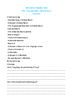 Đề cương ôn tập Cuối kì 2 Công nghệ 12 Điện, Điện tử Cánh diều