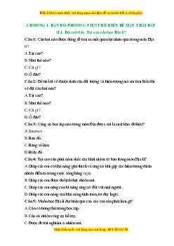 Bộ Trắc nghiệm Địa lí 6 Cánh diều (cả năm) có đáp án