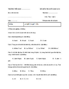 Đề thi Giữa kì 2 Toán lớp 5 Kết nối tri thức (Đề 3)