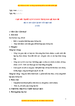Giáo án Bài 9 Đạo đức lớp 4 Cánh diều: Em làm quen với bạn bè