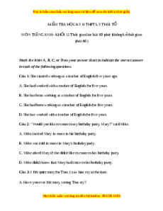 Đề thi cuối kì 2 Tiếng Anh lớp 12 trường THPT Lý Thái Tổ năm 2023