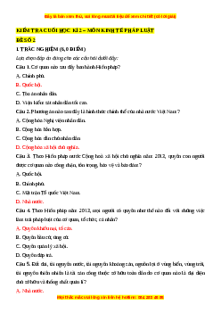 Đề thi cuối kì 2 Kinh tế pháp luật 10 Chân trời sáng tạo (Đề 2)