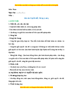Giáo án Thừa số, tích Toán lớp 2 Kết nối tri thức