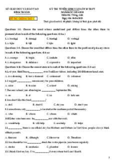Đề thi vào 10 Tiếng Anh Tỉnh Bình Thuận năm 2023-2024