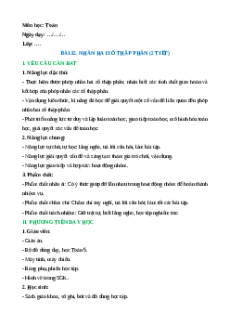 Giáo án Nhân hai số thập phân Toán lớp 5 Chân trời sáng tạo