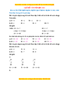 Giải Sgk Toán lớp 3 Bài 41: Ôn tập phép nhân, phép chia trong phạm vi 100, 1000 (Kết nối tri thức)