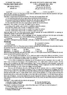Đề thi thử tốt nghiệp Tiếng Anh trường THPT Triệu Sơn 3 - Thanh Hóa năm 2024