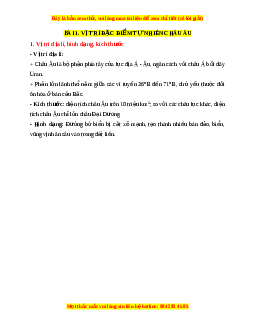 Lý thuyết Địa lý 7 Kết nối tri thức Bài 1: Vị trí địa lí, đặc điểm tự nhiên Châu Âu