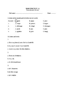 Đề thi Cuối kì 1 Tiếng Anh lớp 5 Global success 2024 (Đề 1)