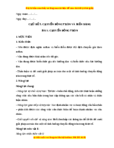 Giáo án Bài 1 Vật lí 10 Cánh diều (2024): Chuyển động tròn