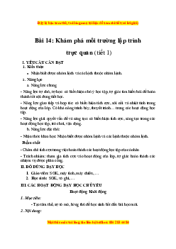 Giáo án Bài 14 Tin học lớp 4 Kết nối tri thức: Khám phá môi trường lập trình trực quan