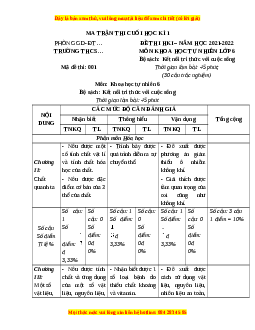 Đề thi cuối kì 1 KHTN 6 Kết nối tri thức - Đề 1
