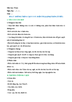 Giáo án Đường tròn. Chu vi và diện tích hình tròn Toán lớp 5 Kết nối tri thức